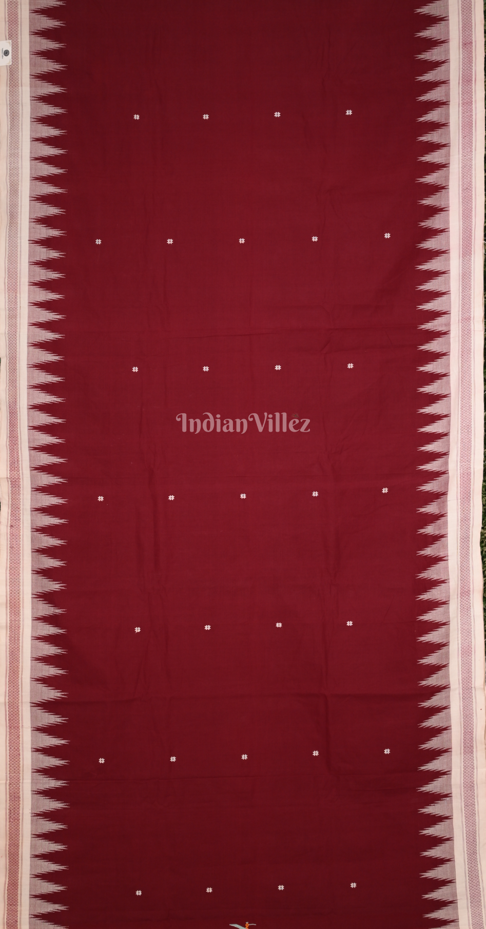 Maroon White Border Ganjam Bomkai Cotton Saree 