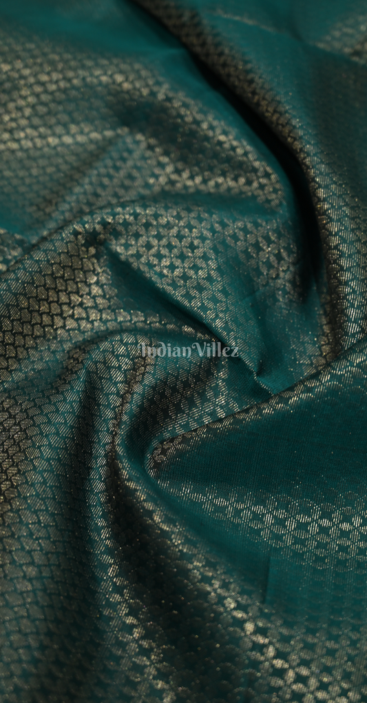 Teal Green Pure Kanjivaram Soft Silk Saree