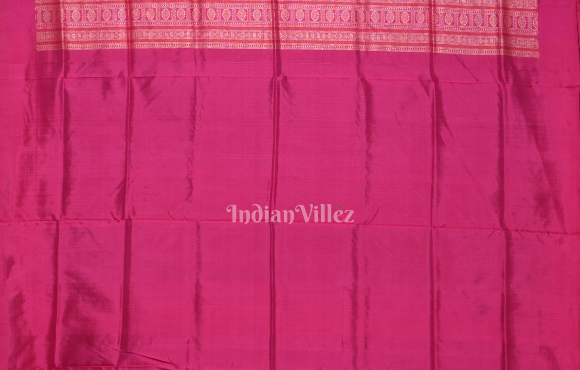 Black Pink Odisha Ikat Bomkai Sambalpuri Silk Saree 