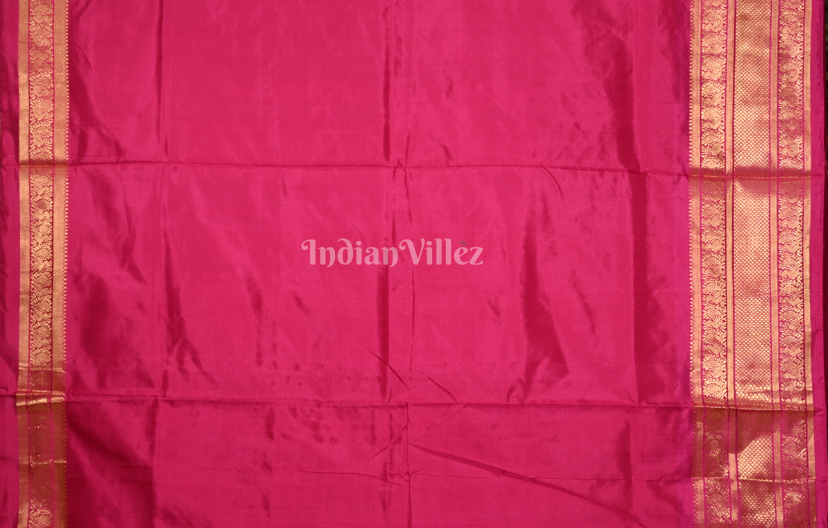 Exclusive White Rani Pink Pochampally Ikat Silk Saree
