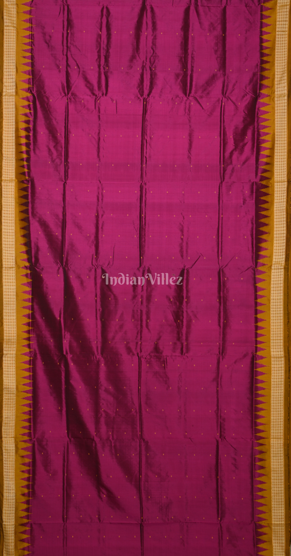 Magenta Pink Mustard Yellow Buti Design Odisha Ikat Bomkai Silk Saree 
