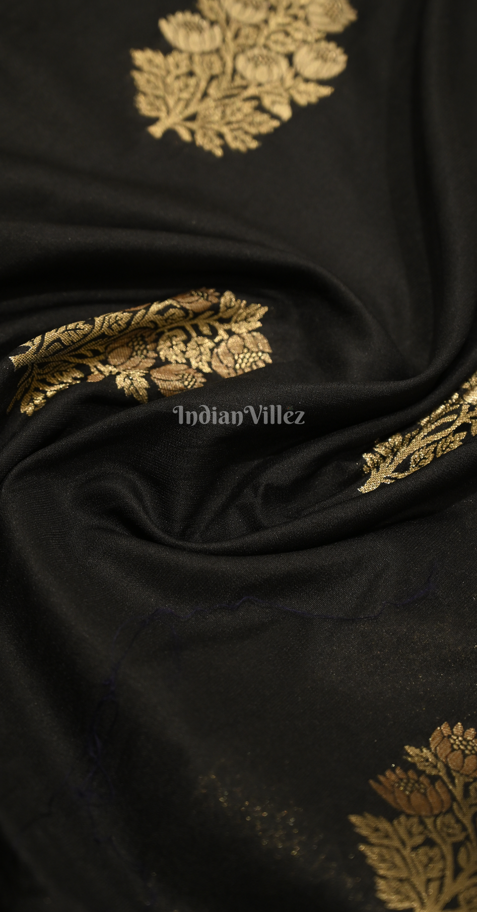 Black Pure Khaddi Gergette Banarasi with Nylon Weaving
