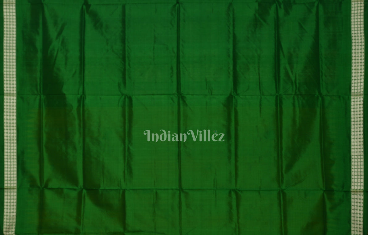 Yellow Green Jhoti Theme Odisha Ikat Bomkai Sambalpuri Silk Saree 