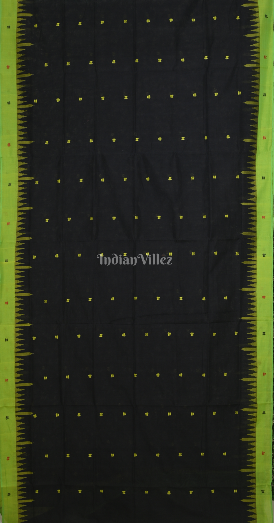 Black Green Buti Sachipar Odisha Ikat Sambalpuri Cotton Saree 