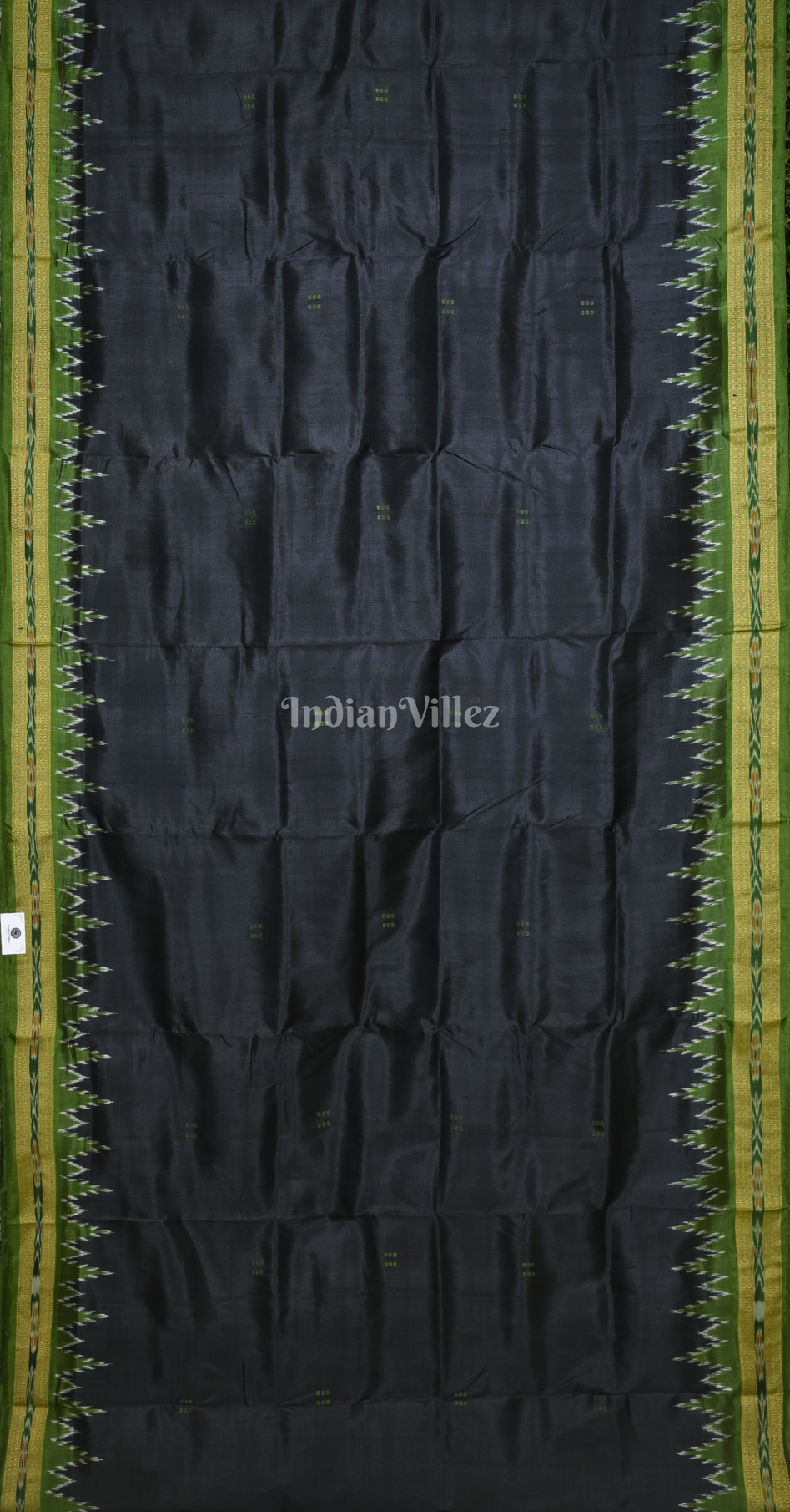 Black Green Buta Design Odisha Ikat Khandua Silk Saree