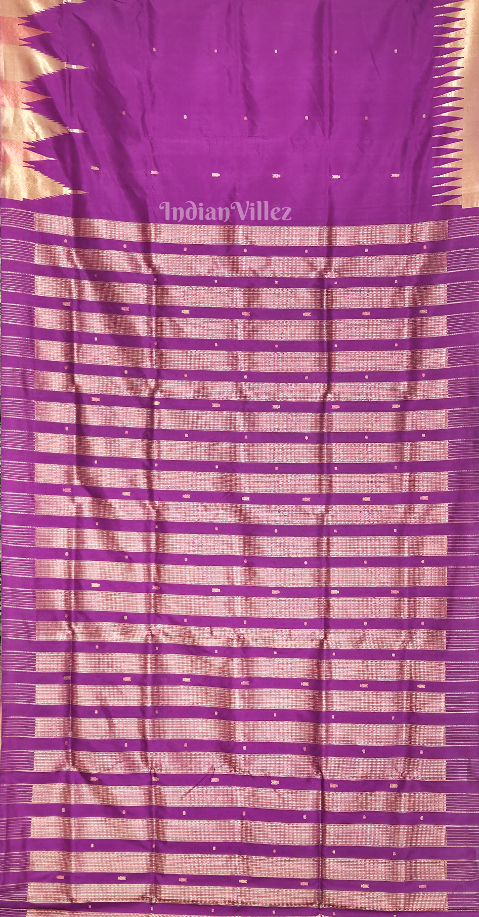 Purple Golden Stripes Half Tissue Sambalpuri Silk Saree