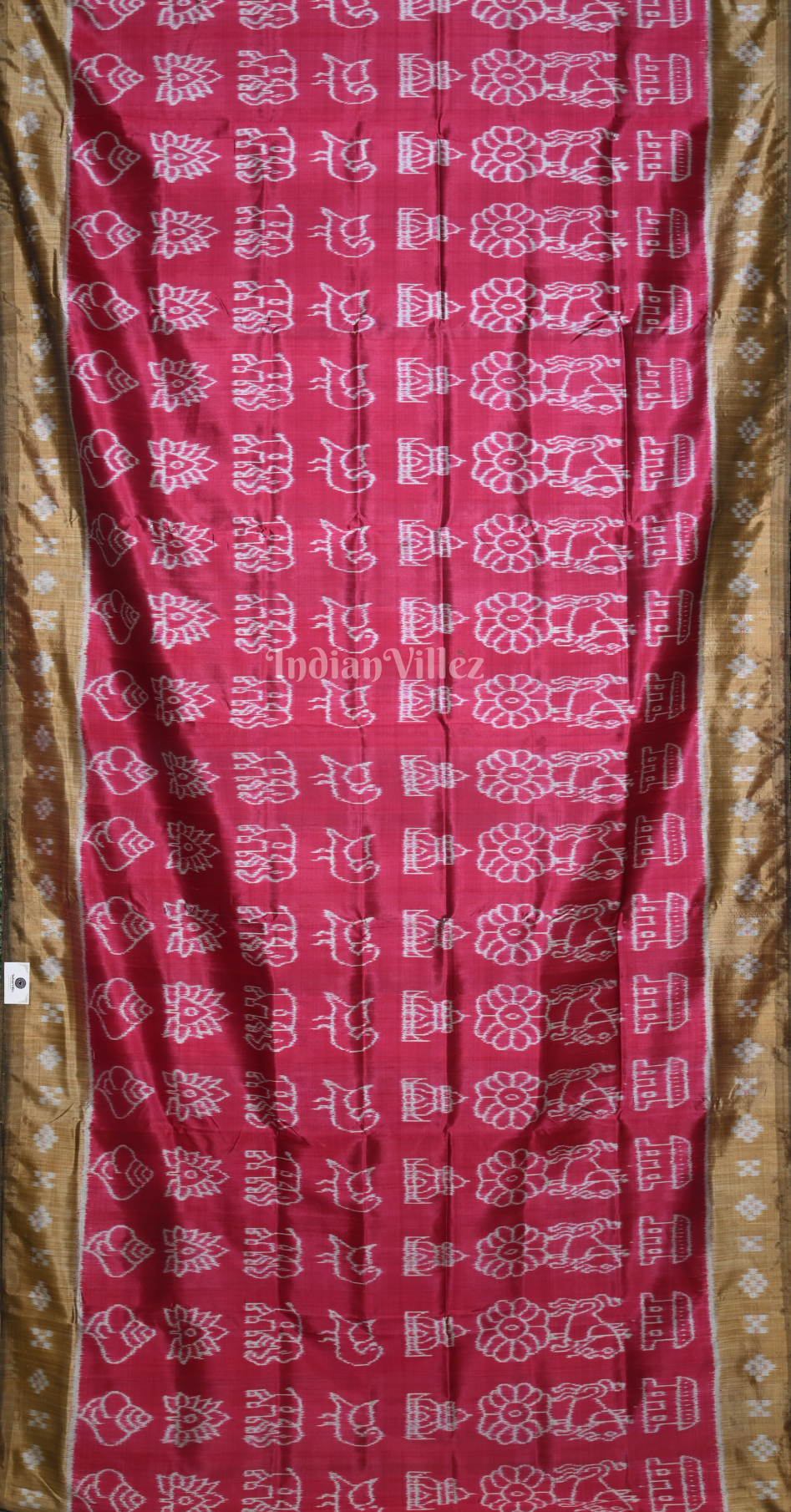 Magenta Pink Beige Nabarangi Odisha Ikat Contemporary Designer Silk Saree