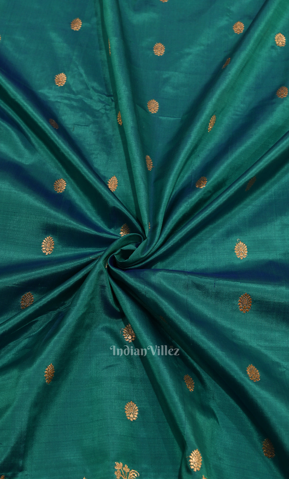 Teal Blue Pure Katan Silk Banarasi Saree