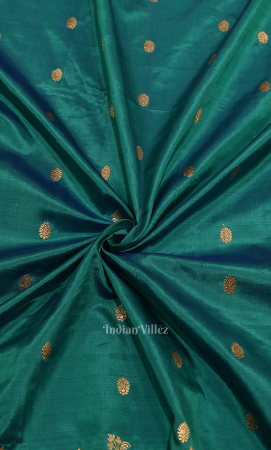 Teal Blue Pure Katan Silk Banarasi Saree