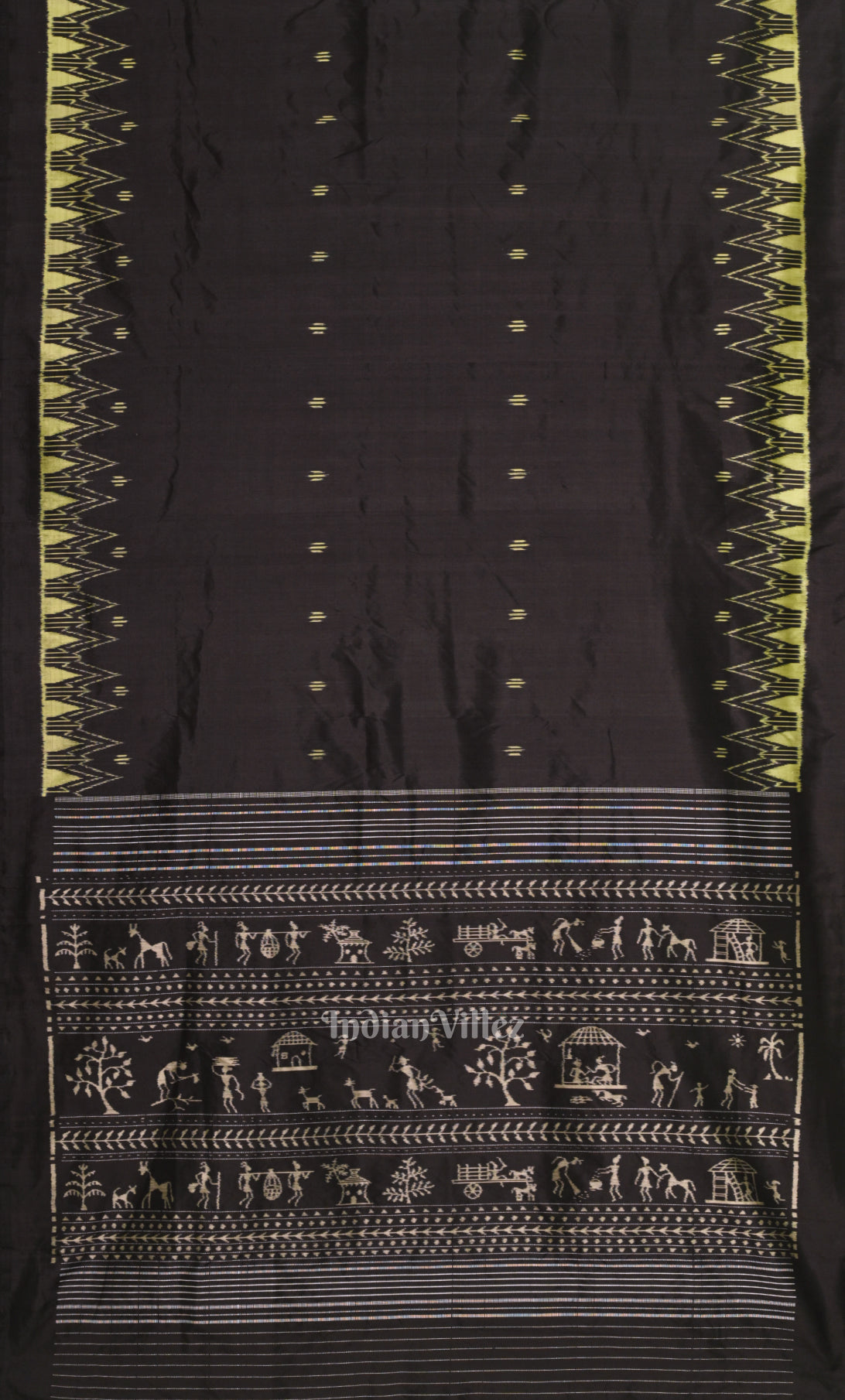 Black Yellow Buti Design Odisha Ikat Contemporary Designer Silk Saree