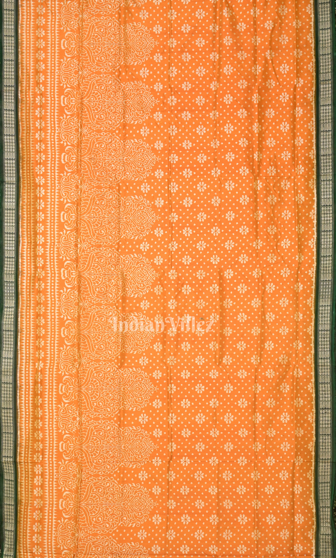 Mustard Yellow Green Odisha Ikat Sambalpuri Silk Saree