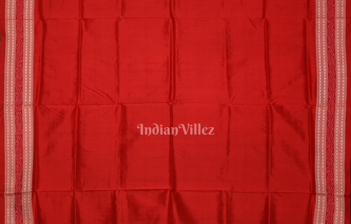 Black Red Odisha Ikat Bomkai Sambalpuri Silk Saree with Boita Anchal 