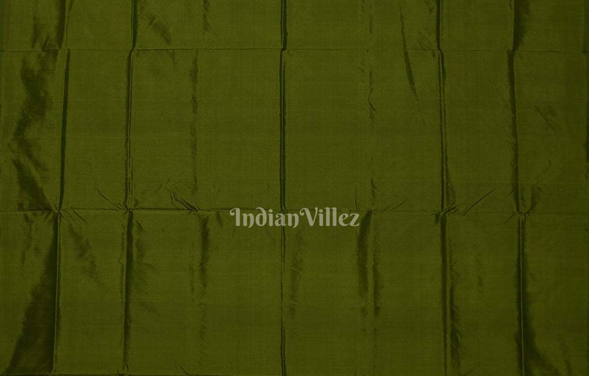 Sea Blue Olive Green Odisha Ikat Bomkai Sambalpuri Silk Saree with Doll Aanchal
