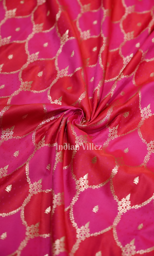 Rani Pink Rangkart  Pure Mashru Satin Silk Banarasi Saree