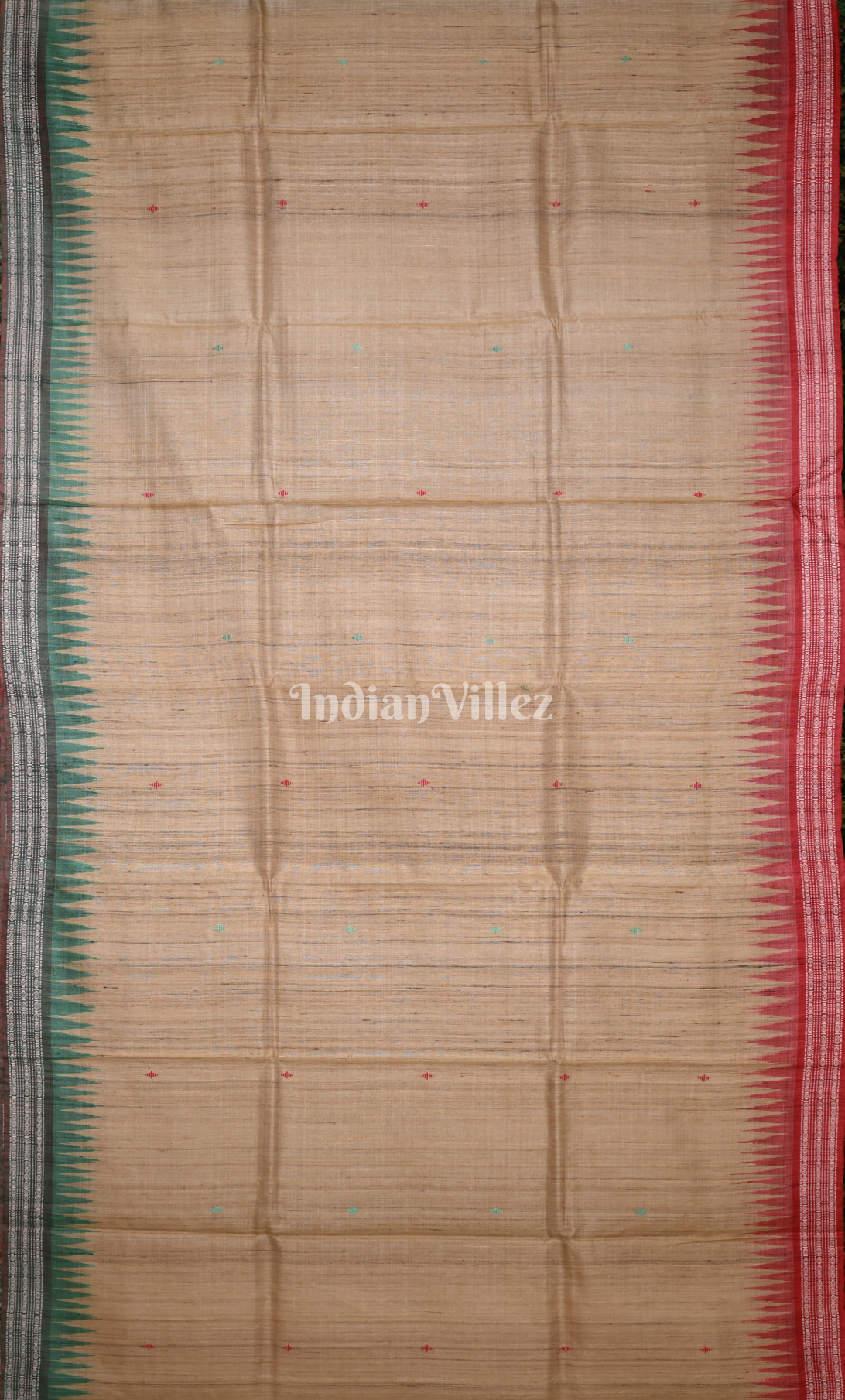 Beige Red Fine Gopalpur Tussar Silk Saree