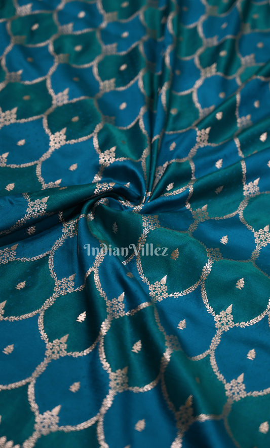 Blue Rangkart Pure Mashru Satin Silk Banarasi Saree