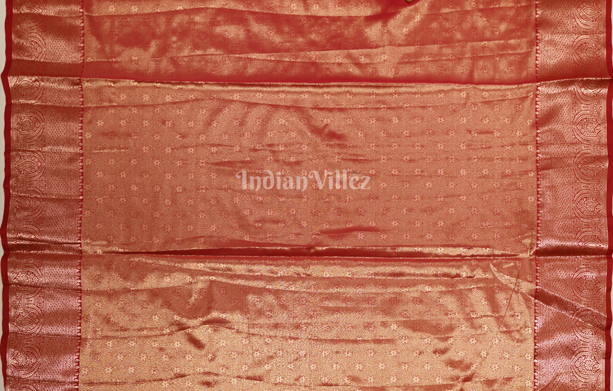 Mehendi Green Red Brocade Pure Kanjivaram Silk Saree 