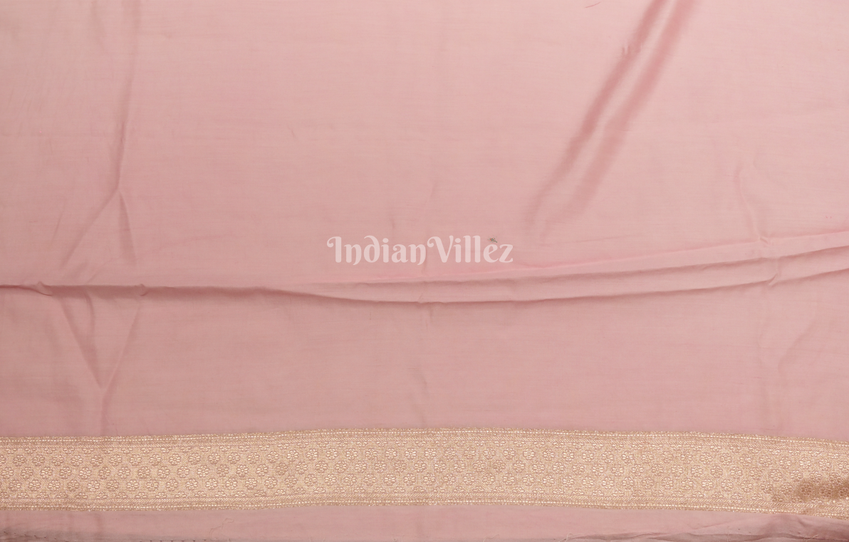 Baby Pink Pure Katan Banarasi Silk Saree 