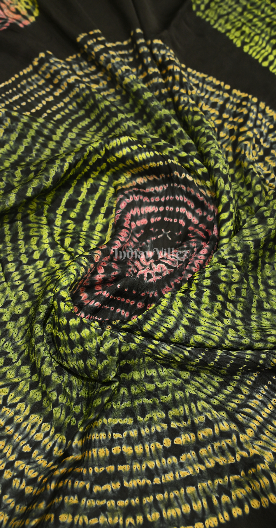 Black with Multi Color Bandhej Gharchola Gaji Silk Saree with Zari Work 