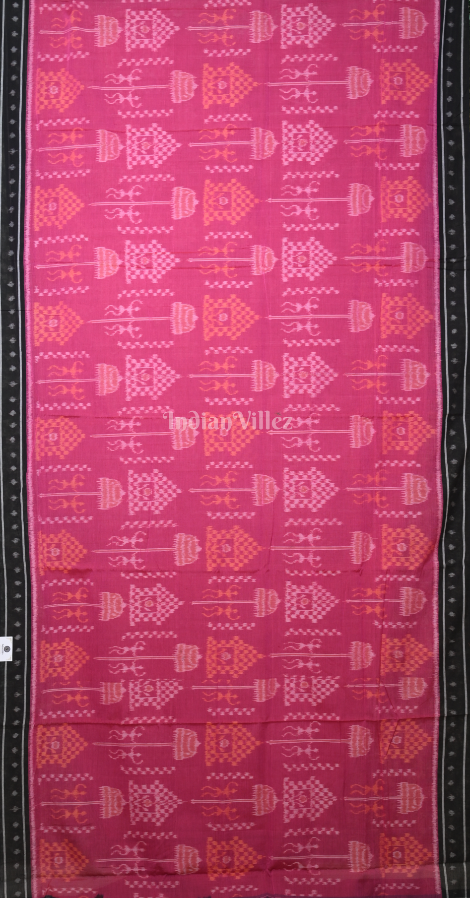 Pink Black Tribal Theme Odisha Ikat Sambalpuri Cotton Saree