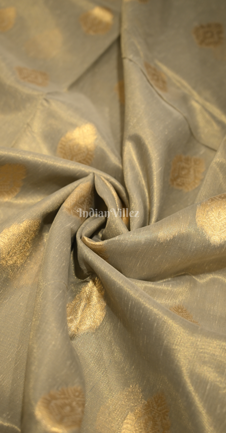 Grey Linen Tissue Kora Silk Saree With Paithani Pallu