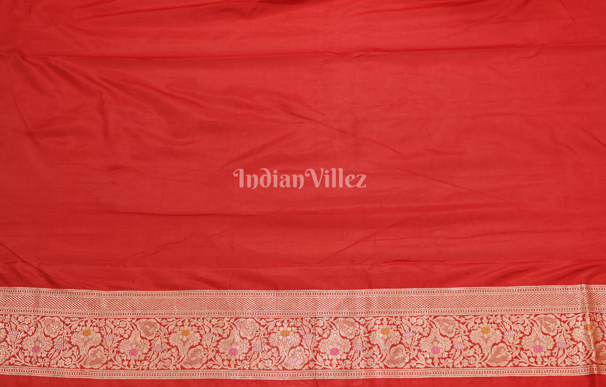 Exclusive Red Meenakari Pure Katan Banarasi Silk Saree 