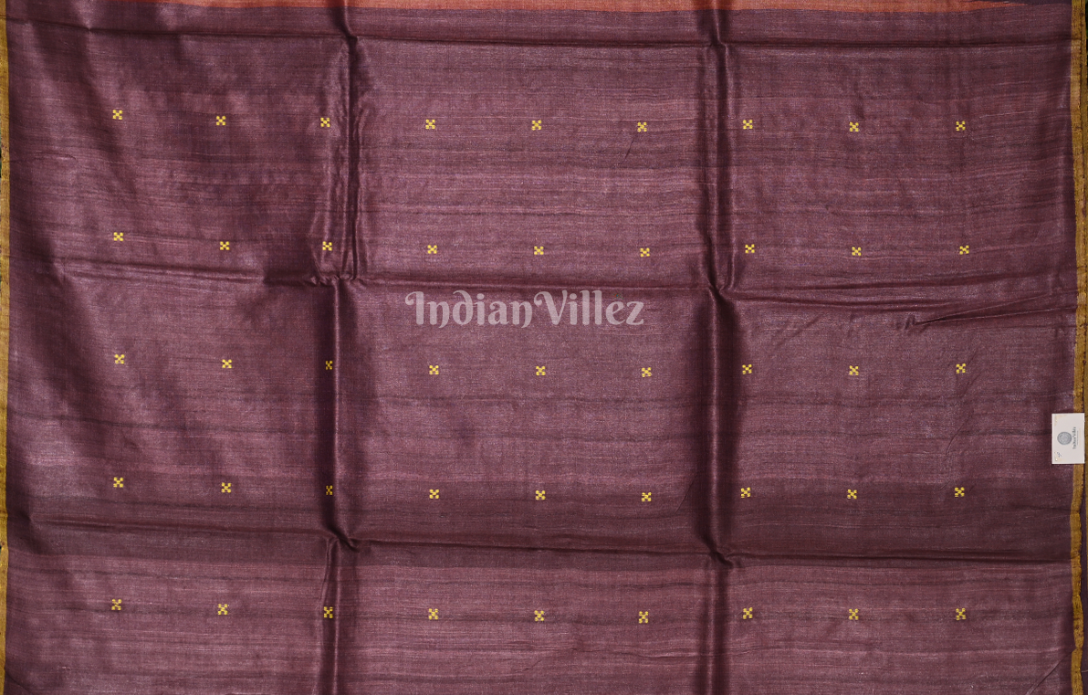 Rust Orange Purple Nila Chakra Theme Fine Gopalpur Tussar Silk Saree 