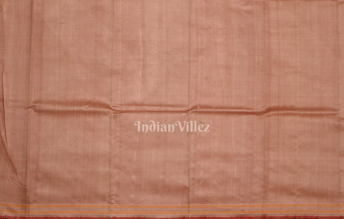 Rust Maroon Gopalpur Tussar Silk Saree with Blue Border & Anchal 