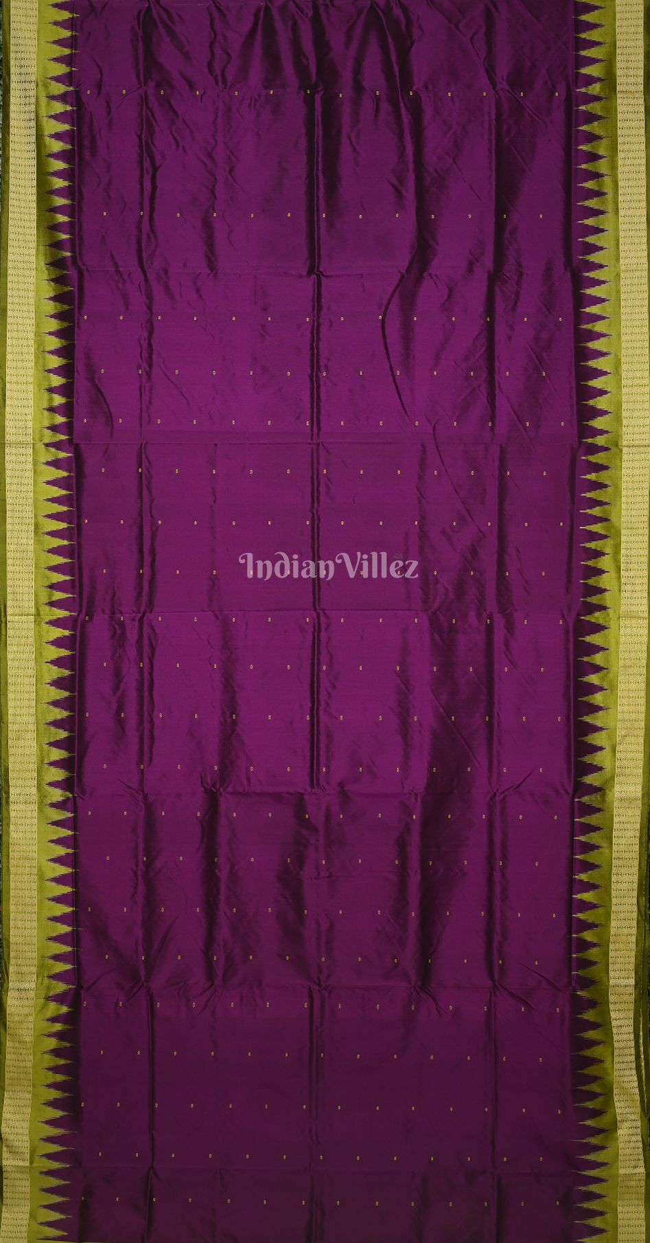 Purple Olive Green Buti Design Odisha Ikat Bomkai Sambalpuri Silk Saree