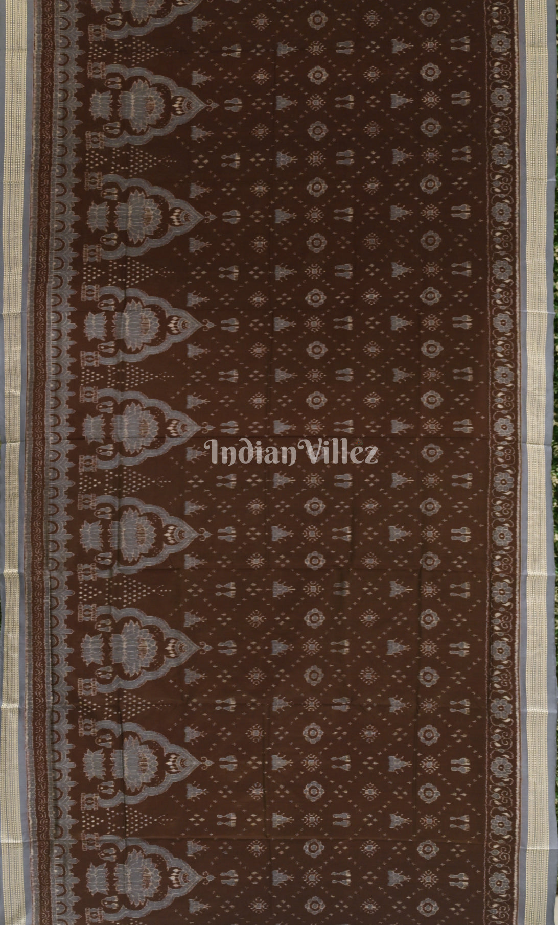 Exclusive Coffee Grey Laxmi Pada Odisha Ikat Sambalpuri Silk Saree 