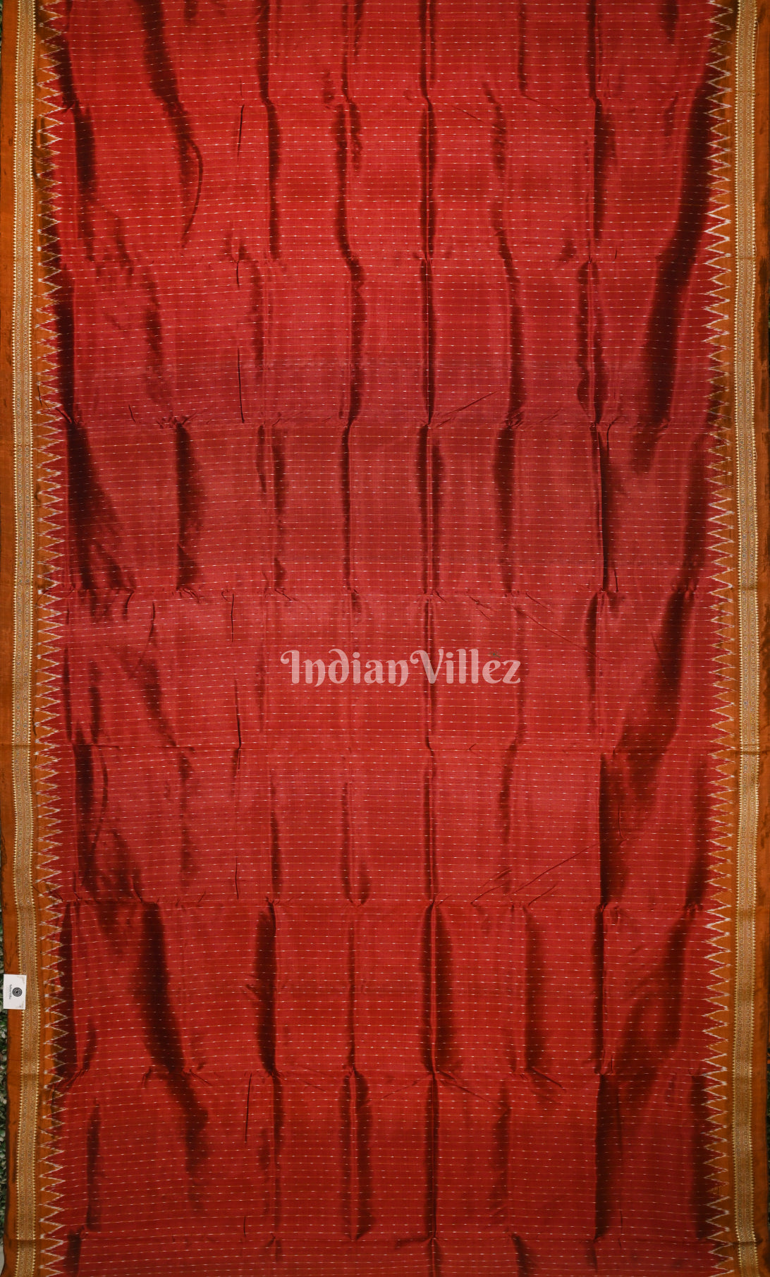 Maroon Orange Stripe Odisha Ikat Khandua Silk Saree