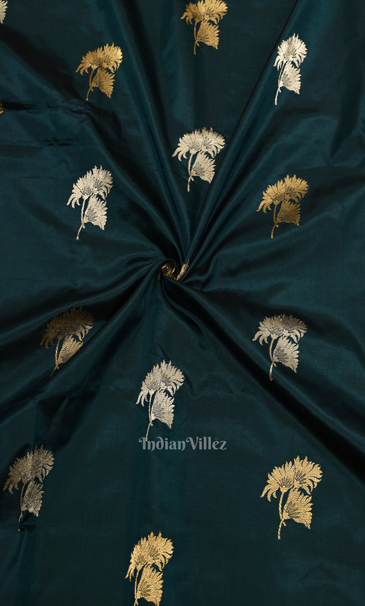 Bottle Green Pure Katan Silk Banarasi Saree