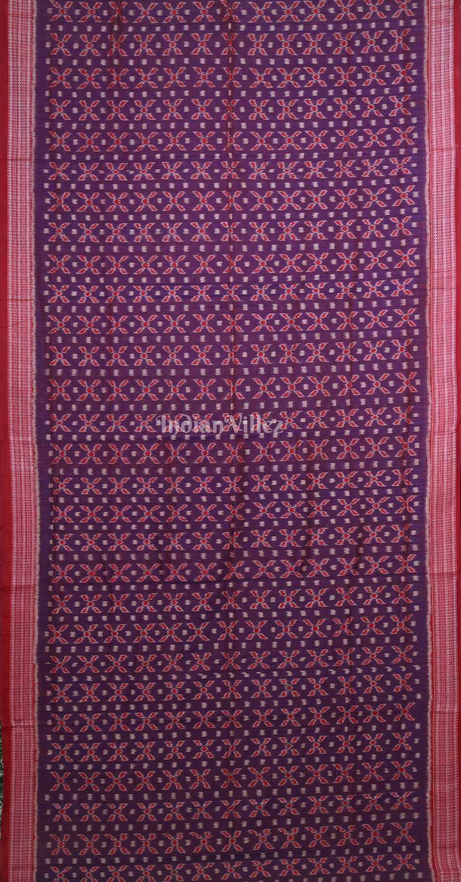 Purple Maroon Telia Rumal Odisha Ikat Sambalpuri Cotton Saree