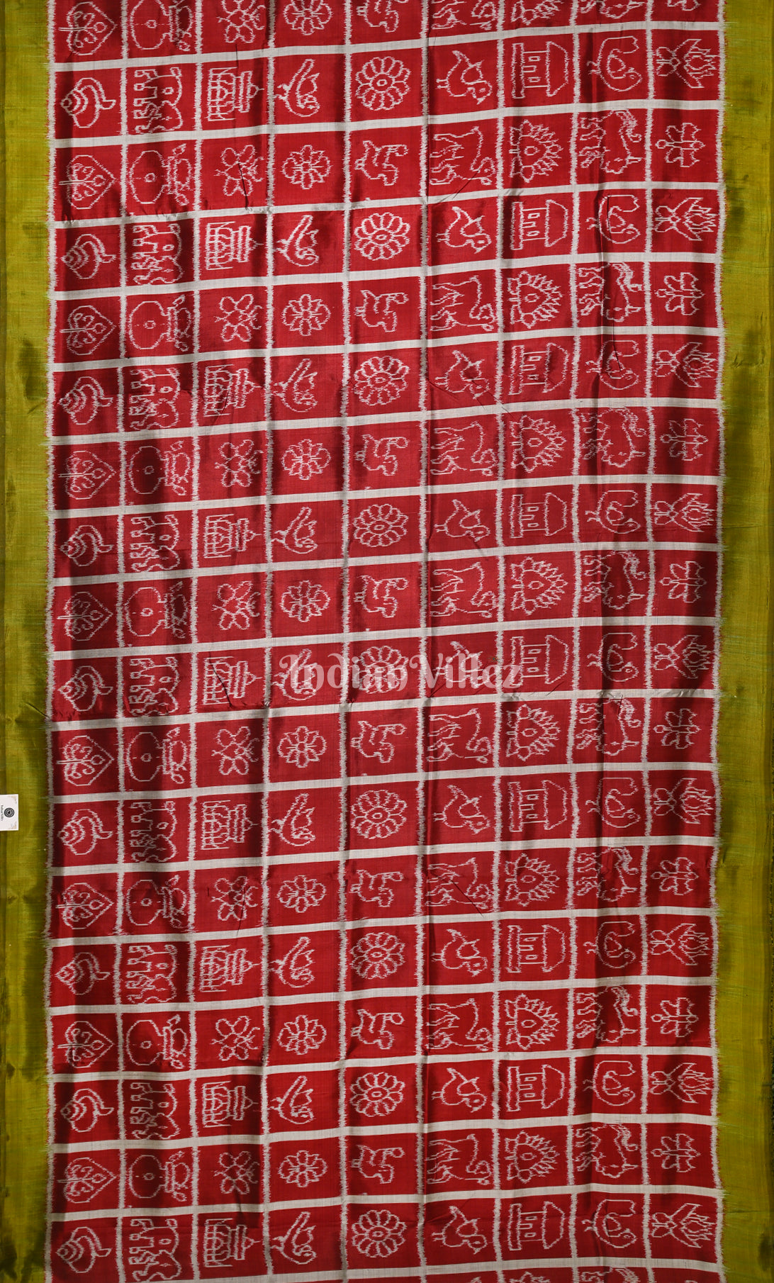  Maroon Green Nabkothi Odisha Ikat Contemporary Designer Silk Saree