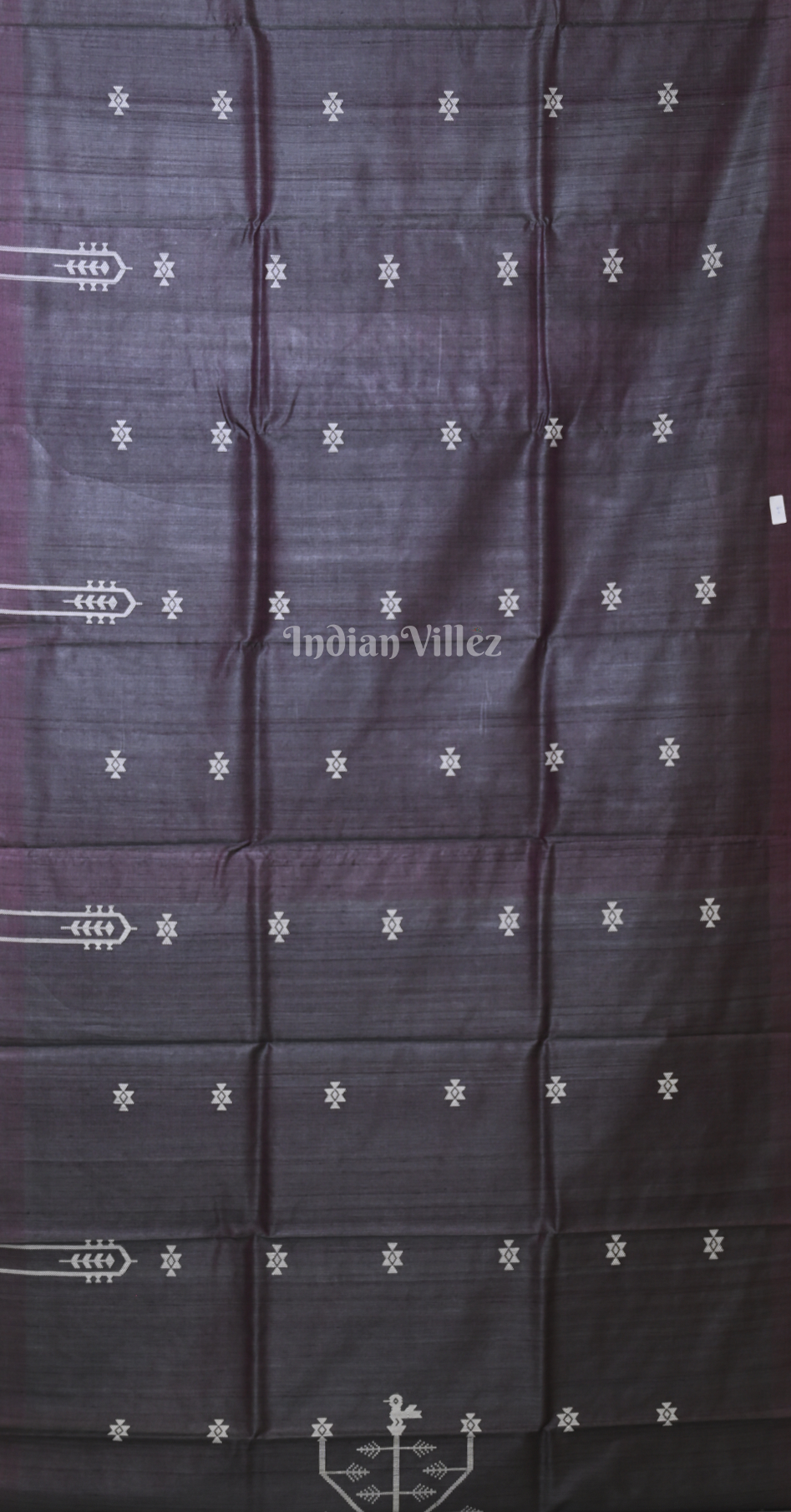 Grey Gopalpur Tussar Silk Saree  Inspired by Ganjam Bomkai Theme 