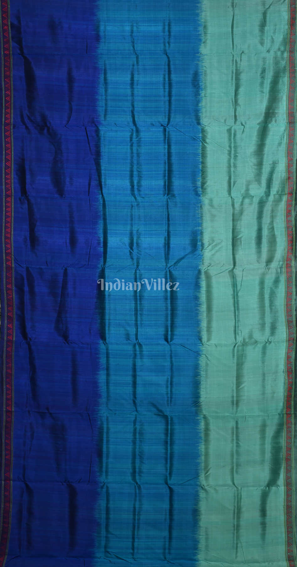Blue 3d colour Odisha Ikat Khandua Silk Saree with Dongaria Anchal 