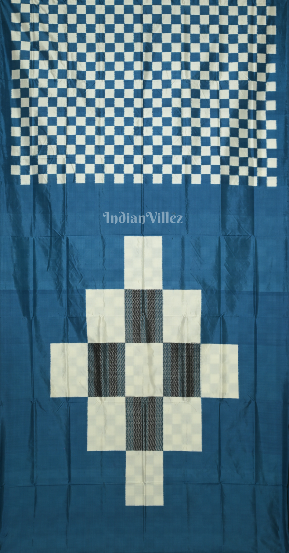 White Blue Body Pasapali Odisha Ikat Contemporary Designer Silk Saree 