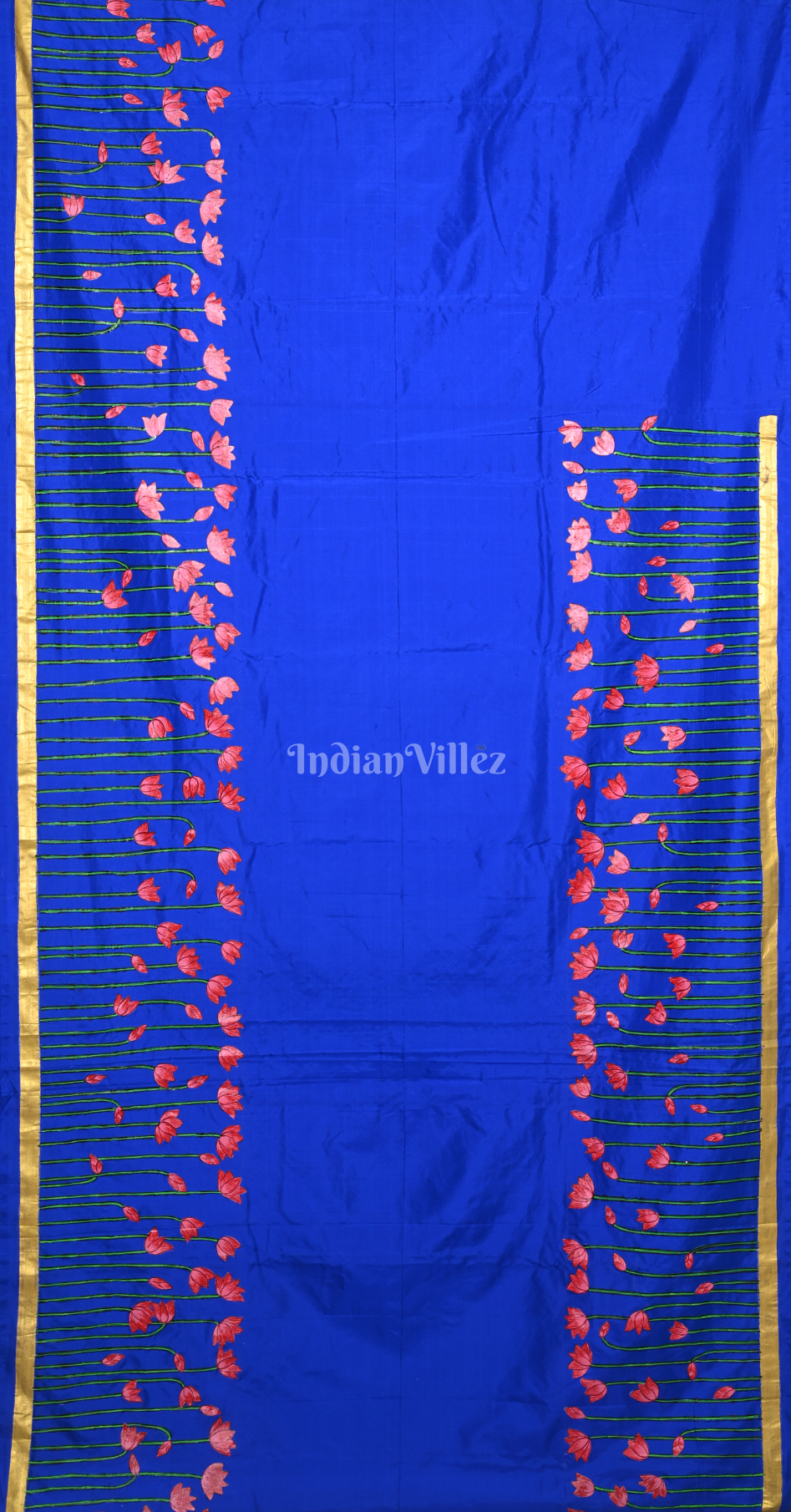 Royal Blue Pichwai Hand-Painted Pattachitra Saree 
