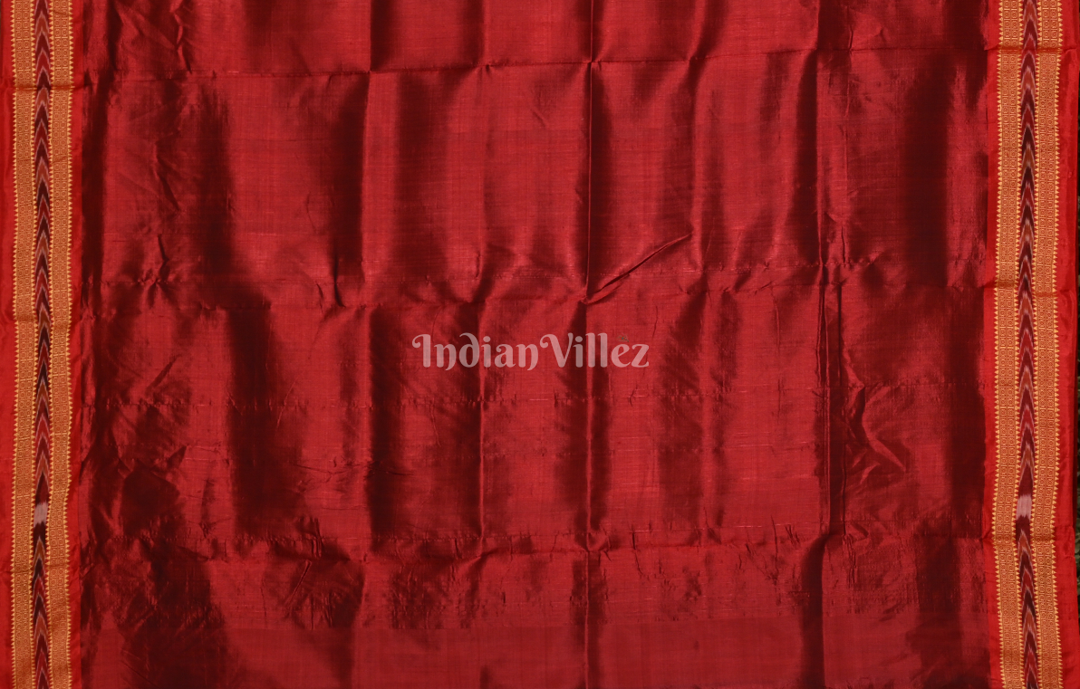 Teal Blue Red Buti Design Odisha Ikat Khandua Silk Saree 