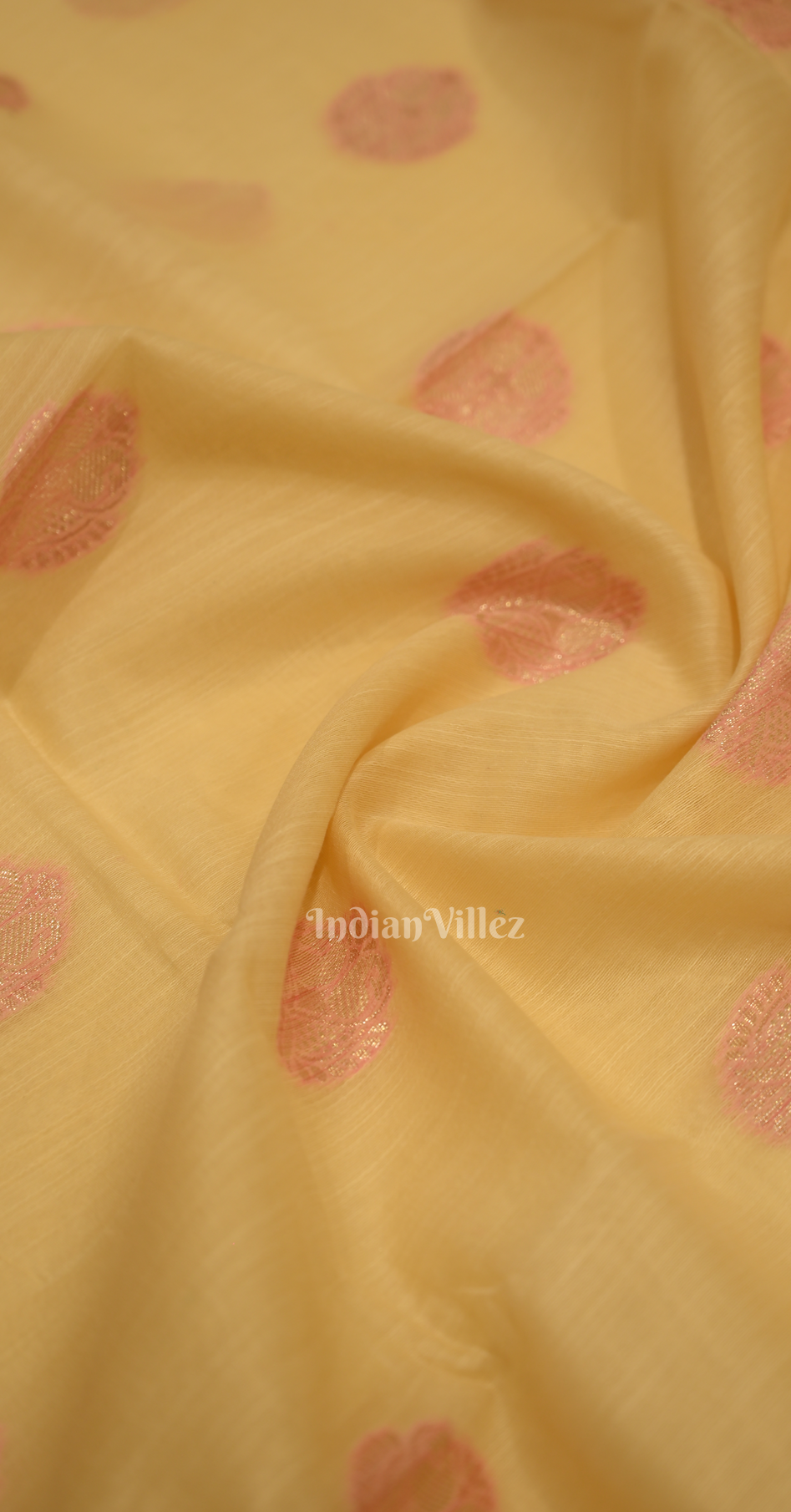 Light Yellow Baby Pink Pure Multicoloured Linen Banarasi Saree