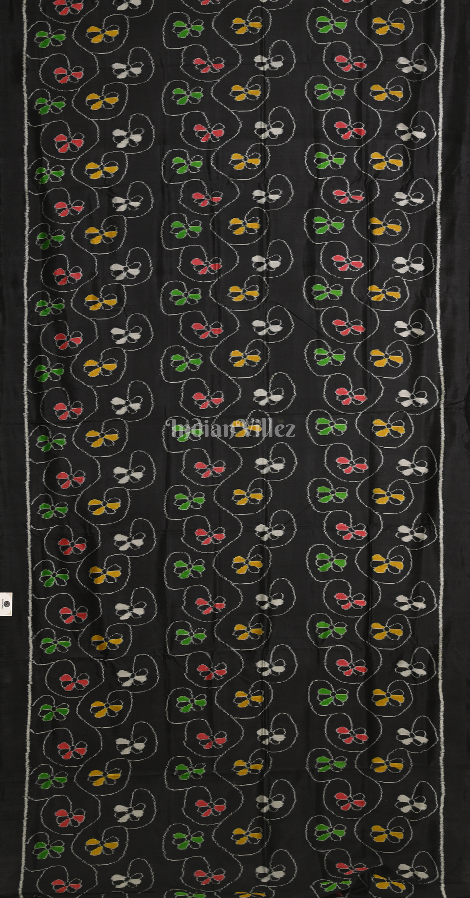 Black Odisha Ikat Contemporary Designer Silk Saree with Peacock Anchal