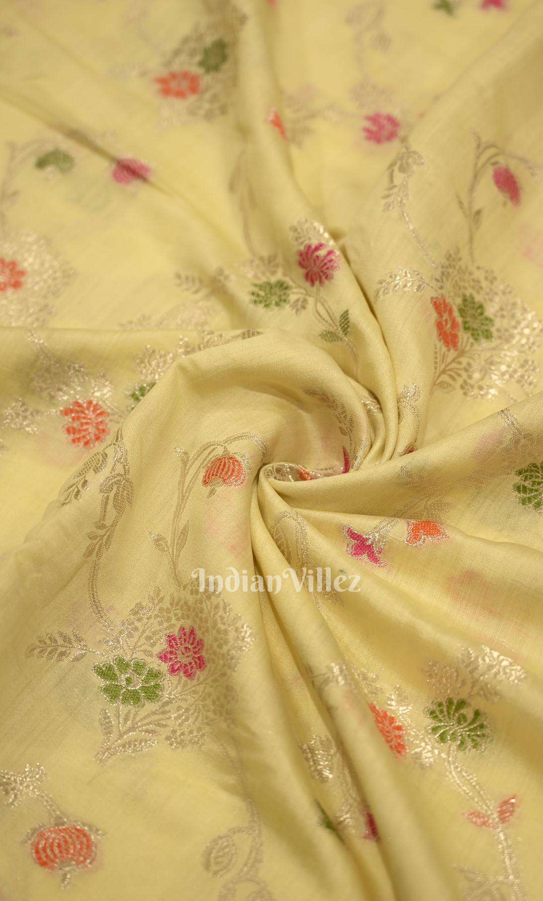 Designer Beige Pure Chiniya Silk Banarasi Saree