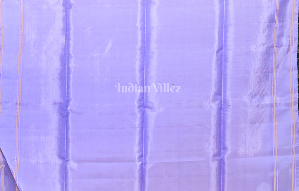 Maroon Lavender Pure Kanjivaram Soft Silk Saree 