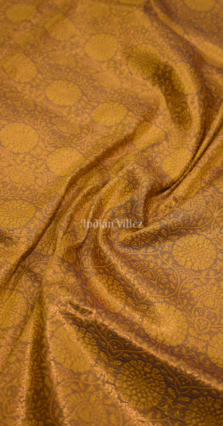 Golden Yellow Chaap Weaving Silk Saree
