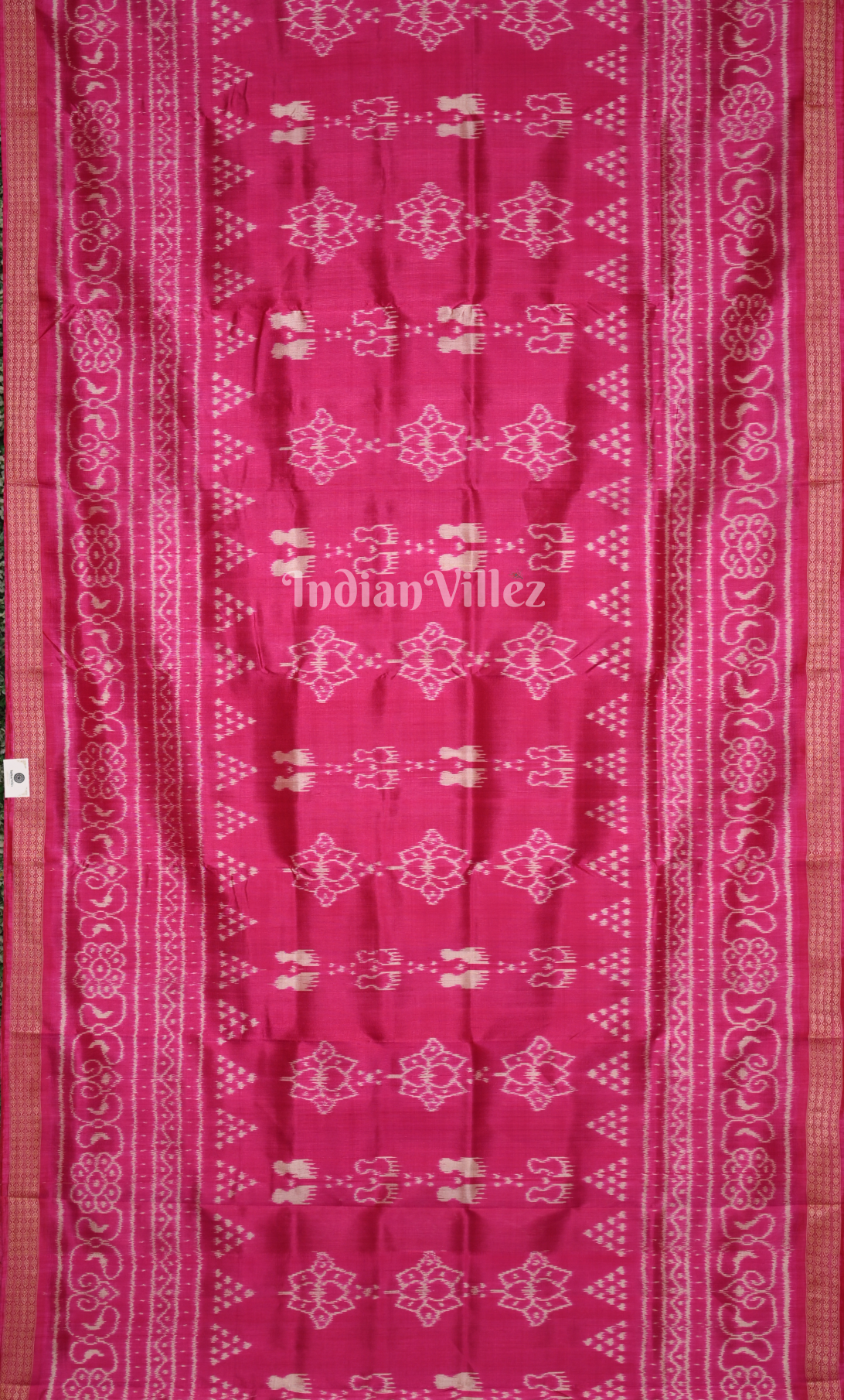 Rani Pink Laxmi Feet Odisha Ikat Khandua Silk Saree