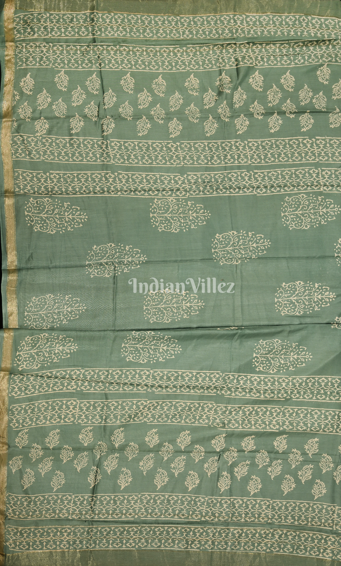 Light Green Block Printed Cotton Suit Sets