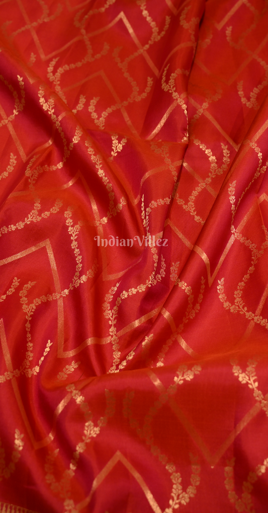 Exclusive Red Geometric Pattern Pure Kanjivaram Silk Saree 
