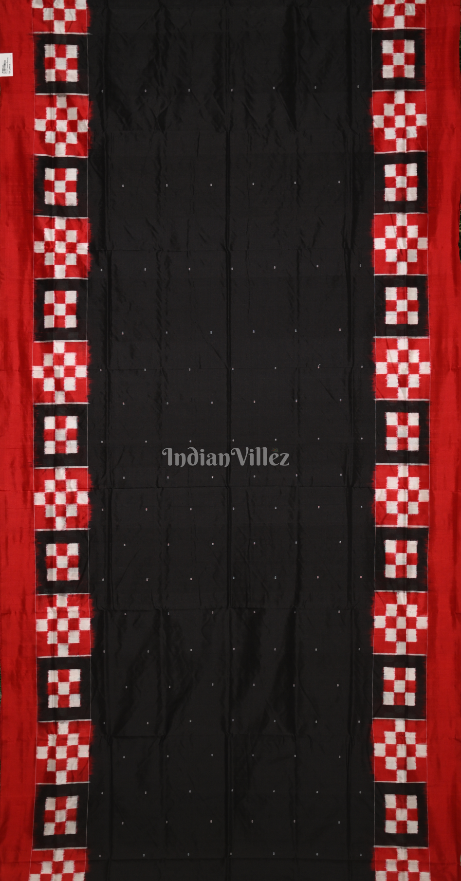 Red Black Pasapali Border Odisha Ikat Sambalpuri Silk Saree