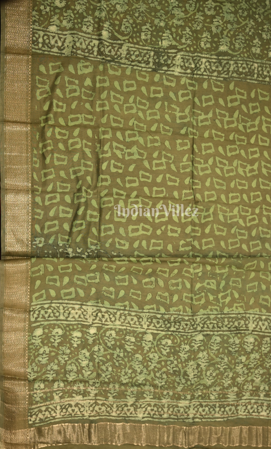 Moss Green Dabu Block Printed Cotton Suit Sets