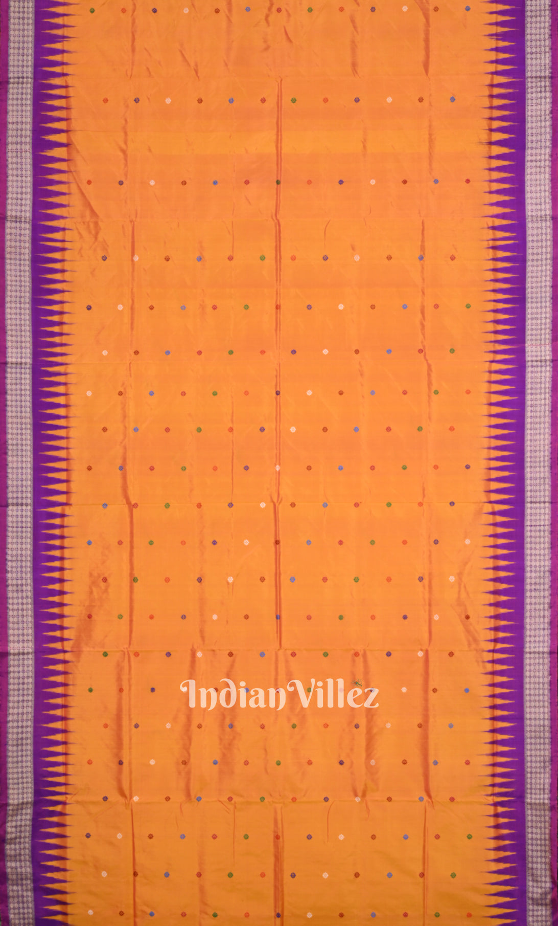 Orange Violet Dolabedi Bomkai Sambalpuri Ikat Silk Saree